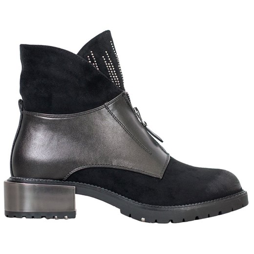 Workery damskie Good-In czarne casual sznurowane z tworzywa sztucznego na jesień