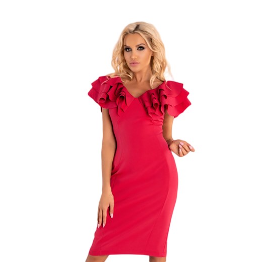 Sukienka Merribel czerwona z krótkimi rękawami 