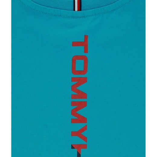 T-shirt chłopięce turkusowy Tommy Hilfiger z krótkim rękawem 