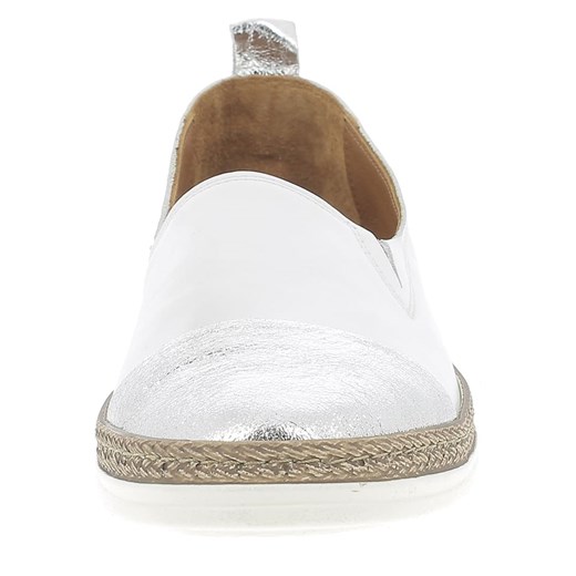 Skórzane slippersy w kolorze biało-srebrnym