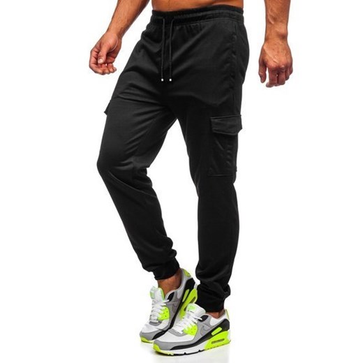 Czarne spodnie męskie dresowe Denley JX326 Denley  2XL promocja  