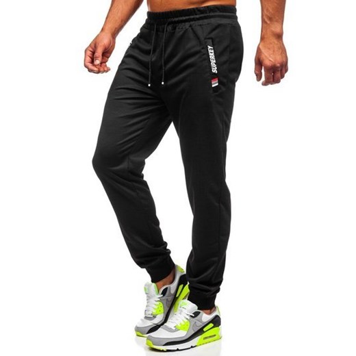 Czarne spodnie męskie dresowe Denley JX328  Denley L promocja  