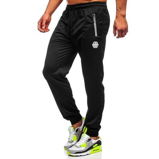 Czarne spodnie męskie dresowe Denley JX1005  Denley XL promocja  