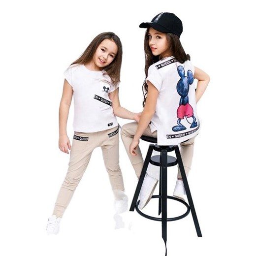 Spodnie dresowe dziecięce dziewczęce - beżowe - Kids by Voga
