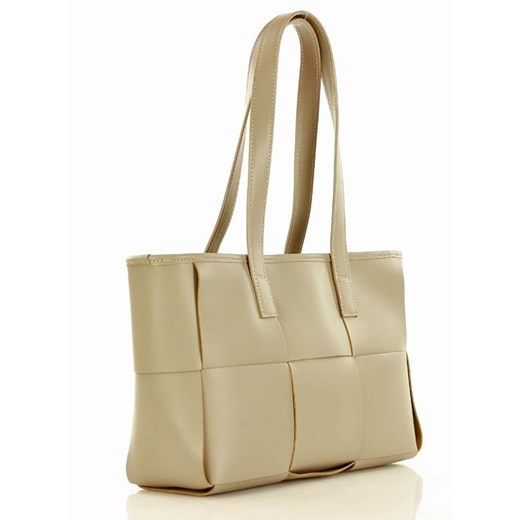 MARCO MAZZINI Torebka skórzana shoulder bag elegance beżowa taupe