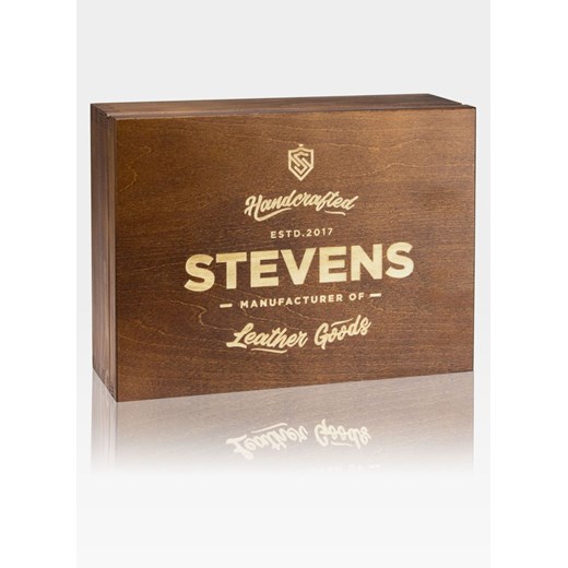 Zestaw Prezentowy STEVENS Portfel i Pasek w drewnianym pudełku na prezent! Stevens uniwersalny ModnyPortfel okazyjna cena