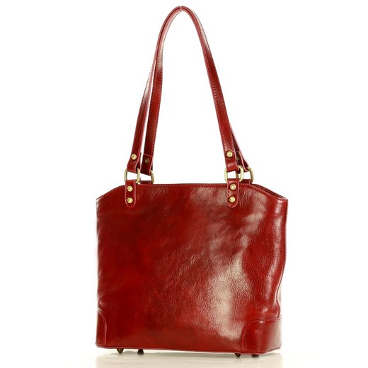 Shopper bag Merg skórzana w stylu glamour duża bez dodatków 