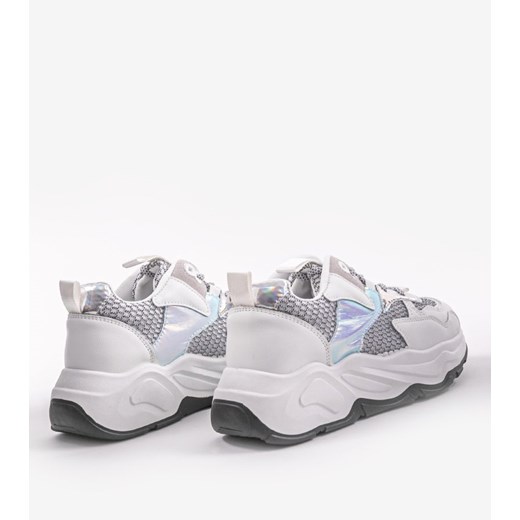 Białe sneakersy sportowe z szarymi wstawkami RAL-63 - Szary || Biały 40 gemre
