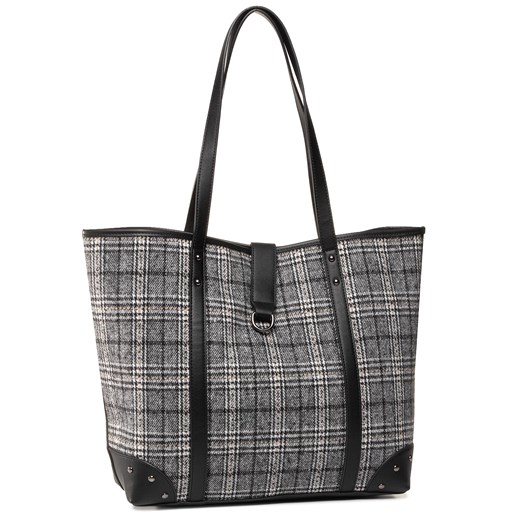 Shopper bag duża bez dodatków z nadrukiem na ramię elegancka 