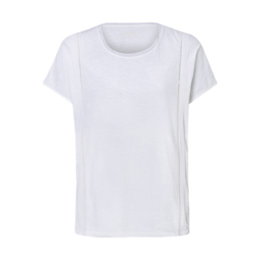 Biały T-shirt z ażurową wstawką 11103641 Summer Mood Biały 34 Olsen 36 eOlsen