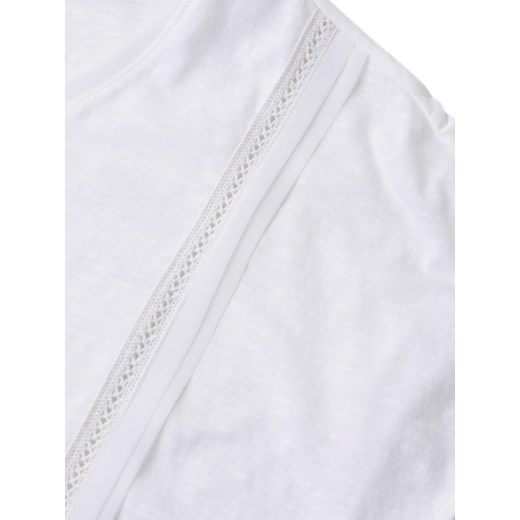 Biały T-shirt z ażurową wstawką 11103641 Summer Mood Biały 34 Olsen 48 eOlsen