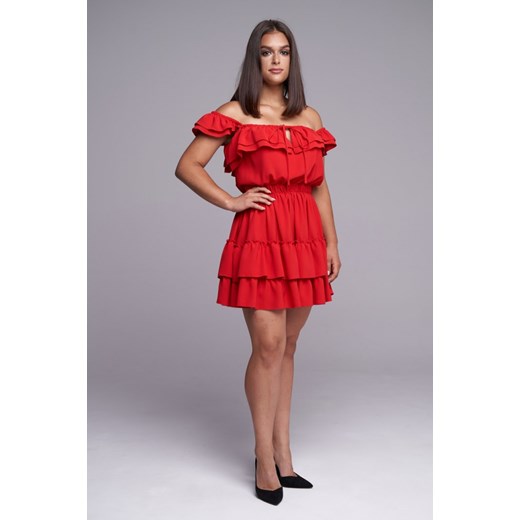 Czerwona sukienka Ella Boutique z krótkim rękawem 