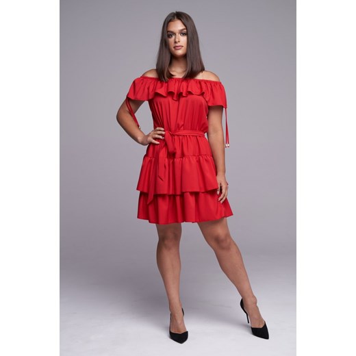 Sukienka czerwona Ella Boutique z krótkim rękawem