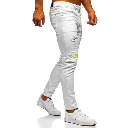 Białe jeansy męskie Denley młodzieżowe 