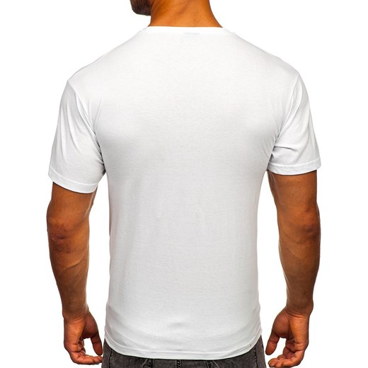 Biały t-shirt męski z nadrukiem Bolf 142173 XL wyprzedaż Denley