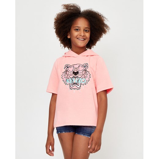 Różowa bluza z kapturem Tiger 3-14 lat Kenzo Kids 3 LATA Moliera2.com