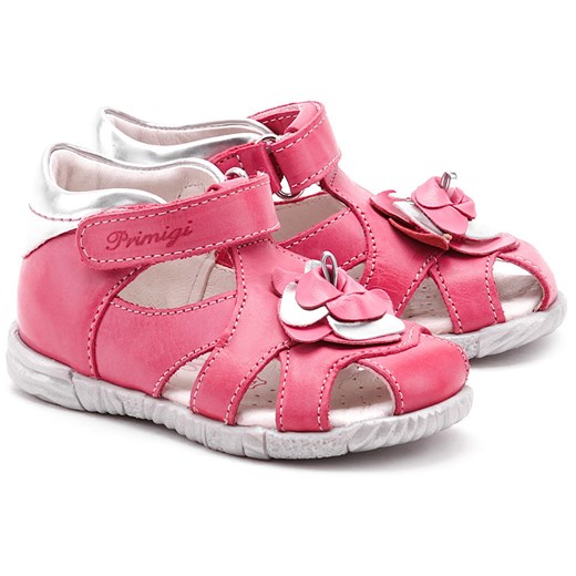 Shara - Różowe Skórzane Sandały Dziecięce - 10591 00 mivo rozowy bez wzorów/nadruków