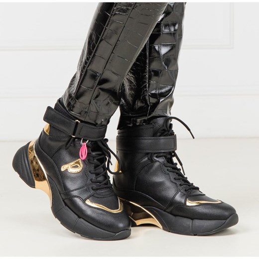 Buty sportowe damskie Pinko sneakersy wiązane na jesień skórzane na platformie 