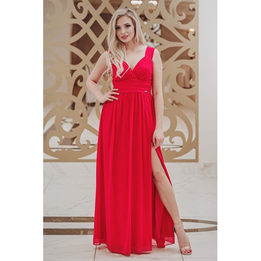 Długa czerwona, wieczorowa sukienka Brectell, typu rzymianka B&b Studio 40 B&B Studio
