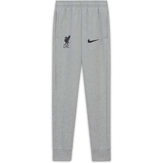 Spodnie piłkarskie z dzianiny dla dużych dzieci Liverpool FC - Szary Nike S Nike poland