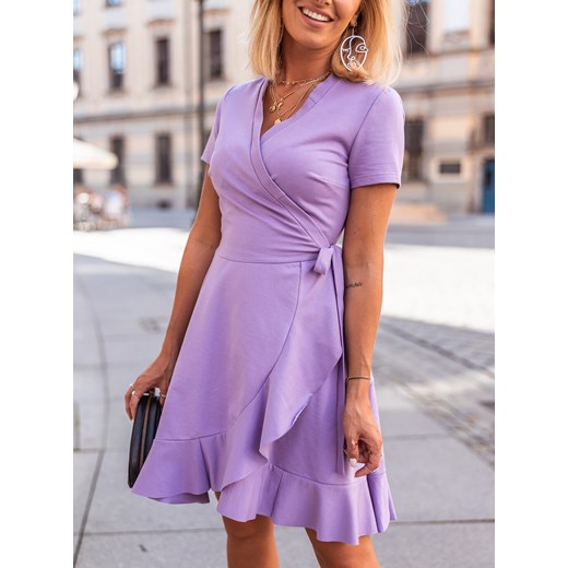 Sukienka fioletowa Selfieroom mini z elastanu z krótkimi rękawami 