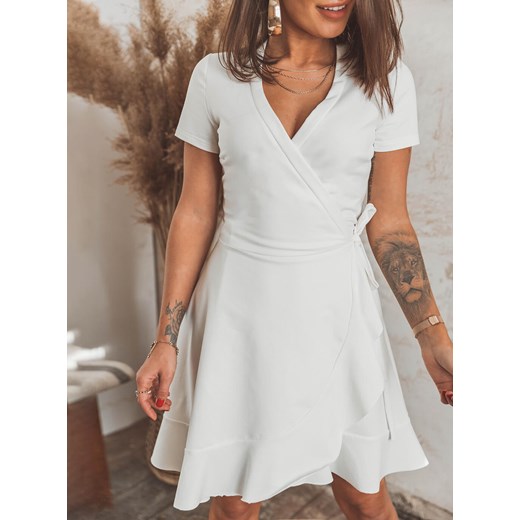 Selfieroom sukienka biała mini casual kopertowa 