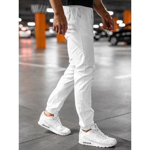 Białe spodnie męskie joggery Denley 1145 L promocyjna cena Denley