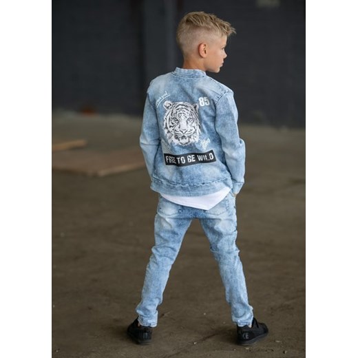 Bluza dziecięca bomberka dla chłopca - jeansowa - niebieska - All for Kids All For Kids 116/122 okazja mini-elegancja.eu