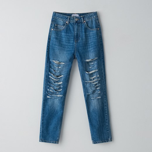 Cropp - Mom jeans z przetarciami - Cropp 36 Cropp