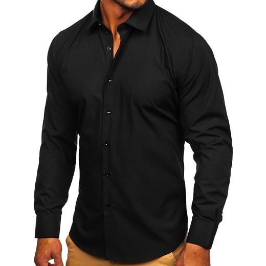 Czarna koszula męska elegancka z długim rękawem Denley SM14 M Denley okazyjna cena