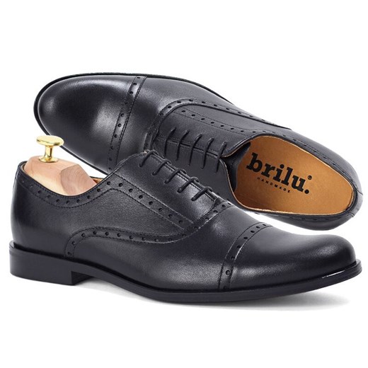 Ekskluzywne skórzane buty wizytowe semi-brogues Bayard czarne Brilu 40 brilu.pl wyprzedaż