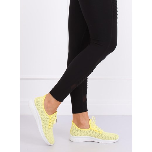Buty sportowe damskie żółte płaskie 