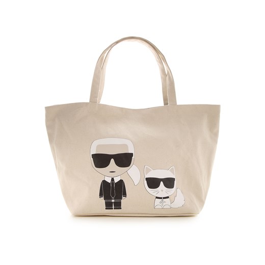 Shopper bag Karl Lagerfeld na ramię z bawełny mieszcząca a4 
