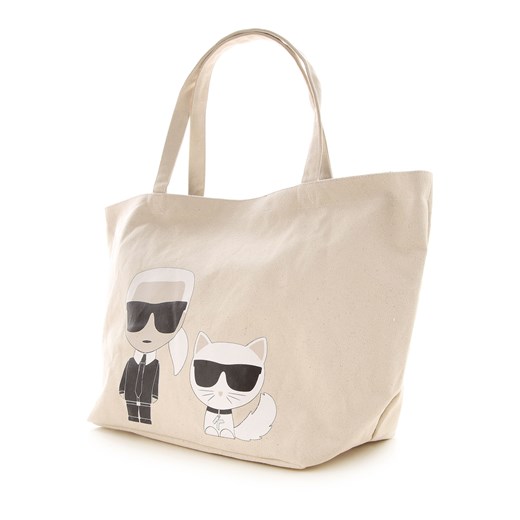 Shopper bag Karl Lagerfeld na ramię z bawełny mieszcząca a4 