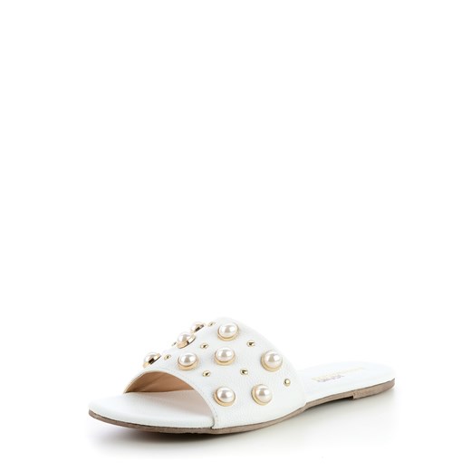 Białe klapki z ozdobnymi perłami PRAOLETTA Primamoda 39 okazyjna cena Primamoda