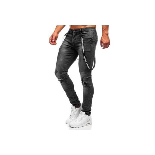 Czarne jeansowe spodnie męskie slim fit Denley 61008S0 M promocyjna cena Denley