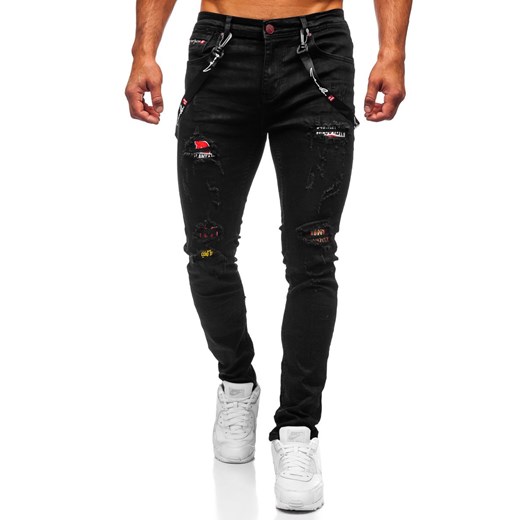 Czarne jeansowe spodnie męskie slim fit Denley 60012WO XL okazja Denley