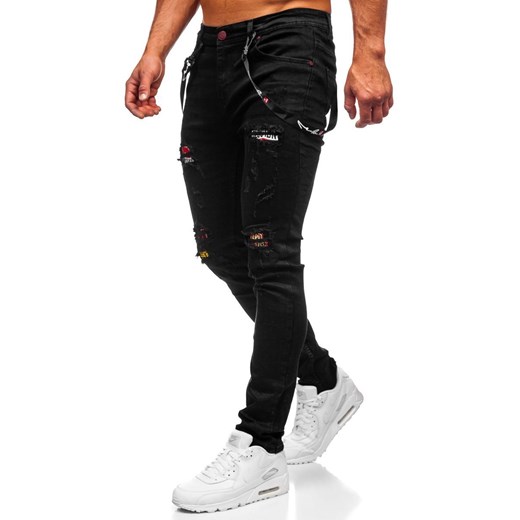 Czarne jeansowe spodnie męskie slim fit Denley 60012WO M okazyjna cena Denley