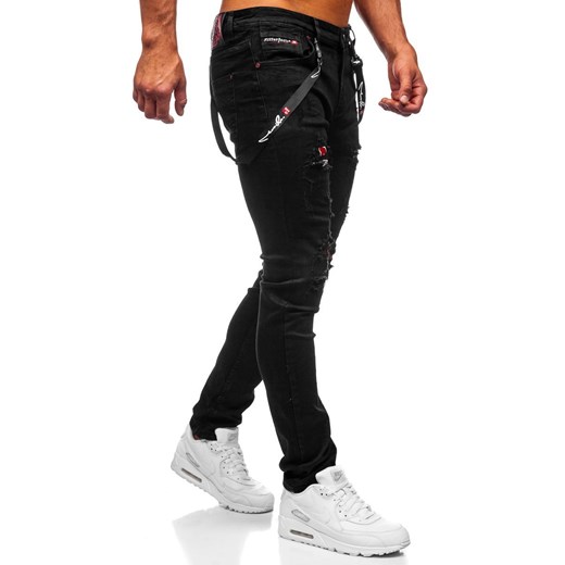 Czarne jeansowe spodnie męskie slim fit Denley 60012WO XL Denley wyprzedaż