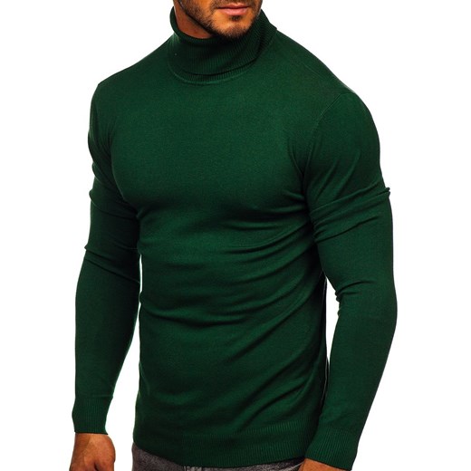 Zielony golf sweter męski bez nadruku Denley YY02 XL promocyjna cena Denley