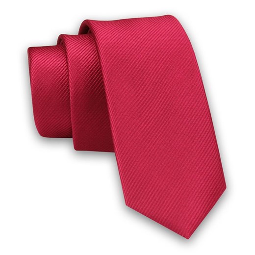 Jednokolorowy Krawat Męski, Śledź - 5 cm - Angelo di Monti, Rubinowy KRADM1408 Angelo Di Monti JegoSzafa.pl