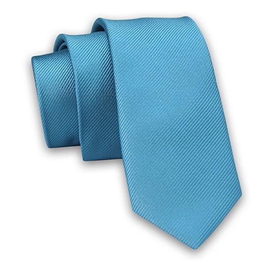 Niebieski Elegancki Śledź Męski Krawat -Angelo di Monti- 5,5 cm, Jednokolorowy, w Delikatne Prążki KRADM1772 ze sklepu JegoSzafa.pl w kategorii Krawaty - zdjęcie 91328436