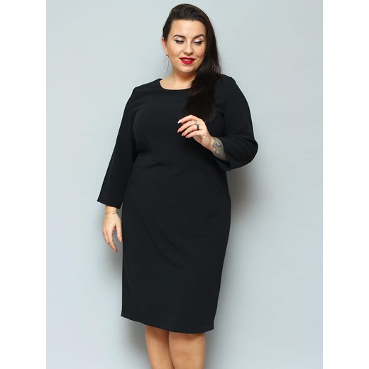 Sukienka KAREN ołowkowa odcinana elegancka czarna Plus Size karko.pl