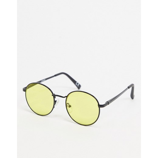 ASOS DESIGN – Czarne okrągłe okulary z żółtymi szkłami-Czarny No Size Asos Poland