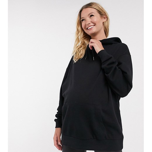 ASOS DESIGN Maternity – Czarna bluza super oversize z kapturem w stylu boyfriend-Czarny 48 Asos Poland