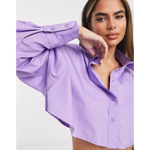 ASOS DESIGN – Wrzosowa krótka koszula z postrzępionym brzegiem-Fioletowy 38 Asos Poland