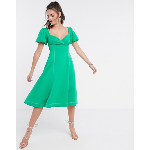 Zielona sukienka Asos z krótkim rękawem 