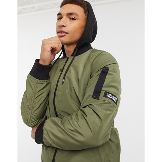 Hollister – Oliwkowa kurtka bomberka typu aviator z kapturem-Zielony Hollister M Asos Poland