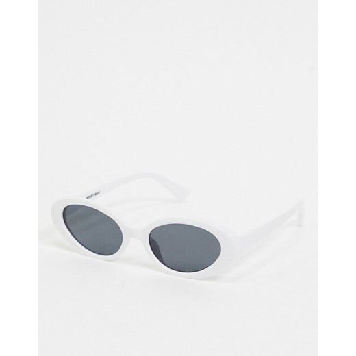 Noisy May – Białe, okrągłe okulary przeciwsłoneczne w stylu retro-Biały Noisy May One Size Asos Poland