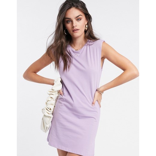 Sukienka fioletowa mini z krótkim rękawem 
